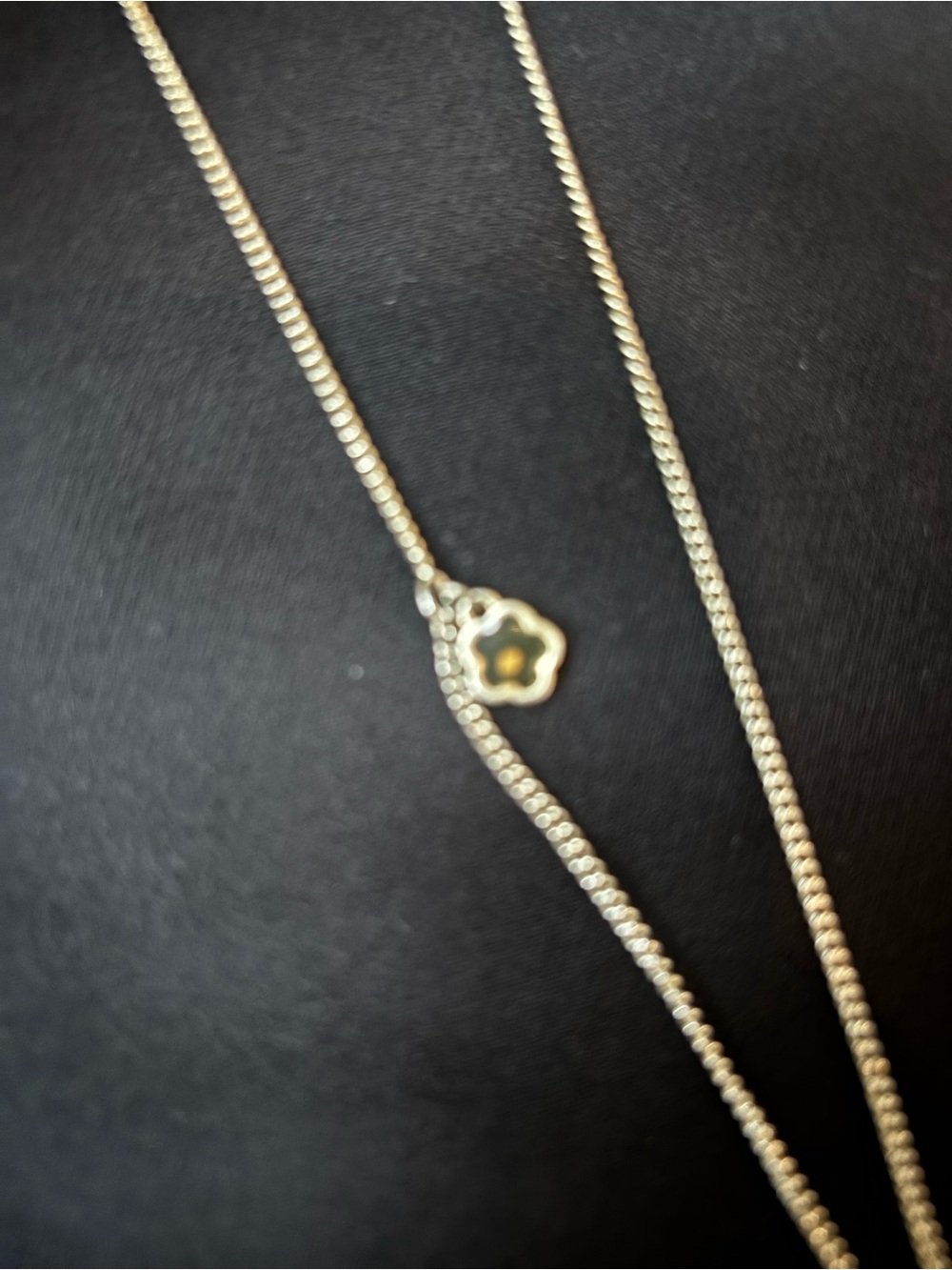 Gold-Tone Necklace with Green Jade Disk and Crystal Feather Charm - Picture 2 of 4